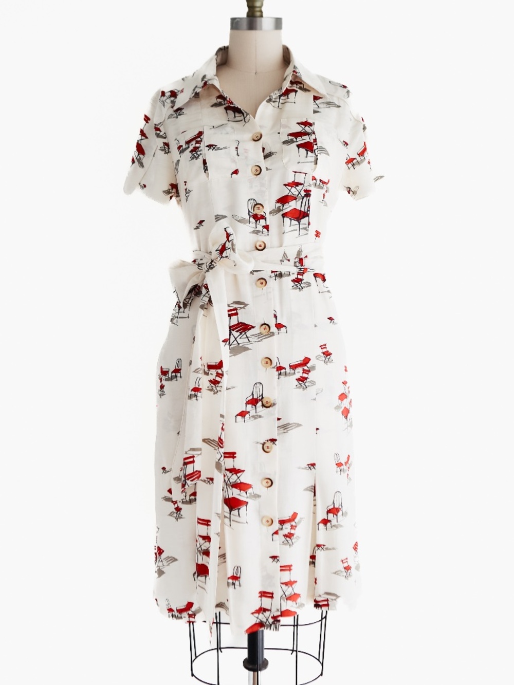 Carolina Herrera Runway Archive-Print *Chairs*  Summer Dress sz 10